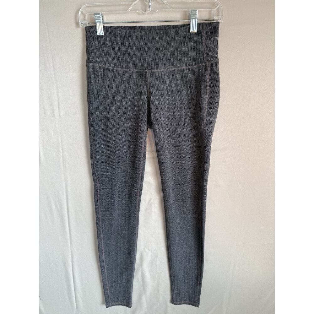 Athleta Gray Herringbone Leggings Womens Small High Rise Stretch Yoga